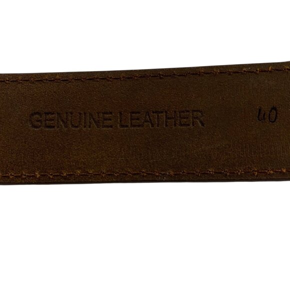 Red River Mens Belt Leather Western Tan Silver Tone Belt Buckle Size 40 Real Men - Picture 8 of 10